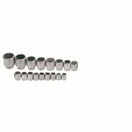 WILLIAMS Socket Set, 17 Pieces, 1 Inch Dr, 12 Point, 1 Inch Size JHWWSX-17